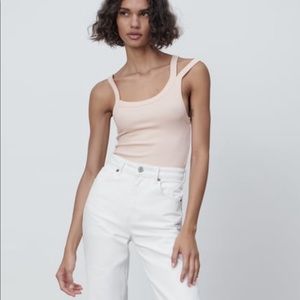 Zara asymmetric ribbed bodysuit